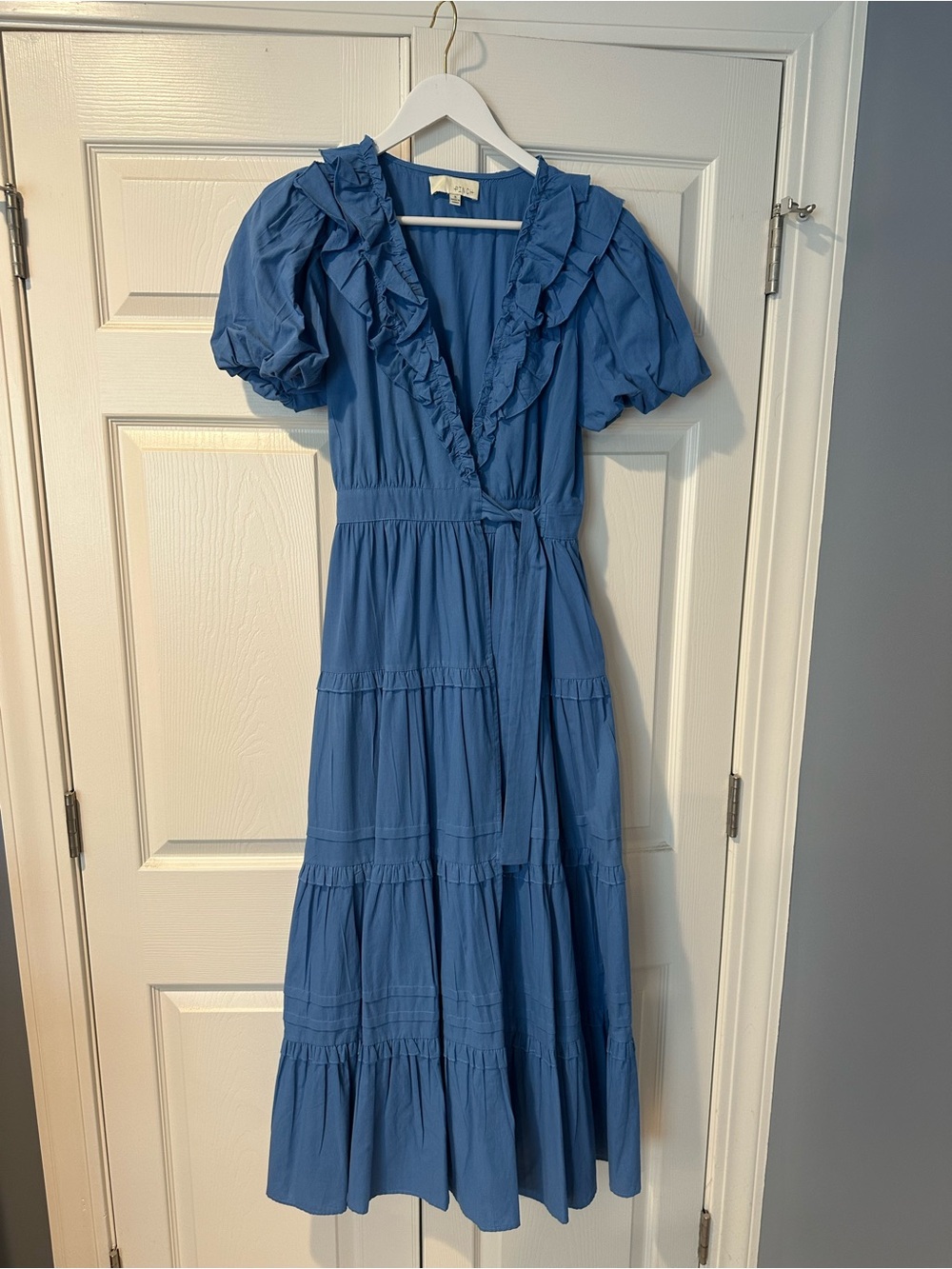 Pinch Blue Ruffle Wrap Maxi Dress